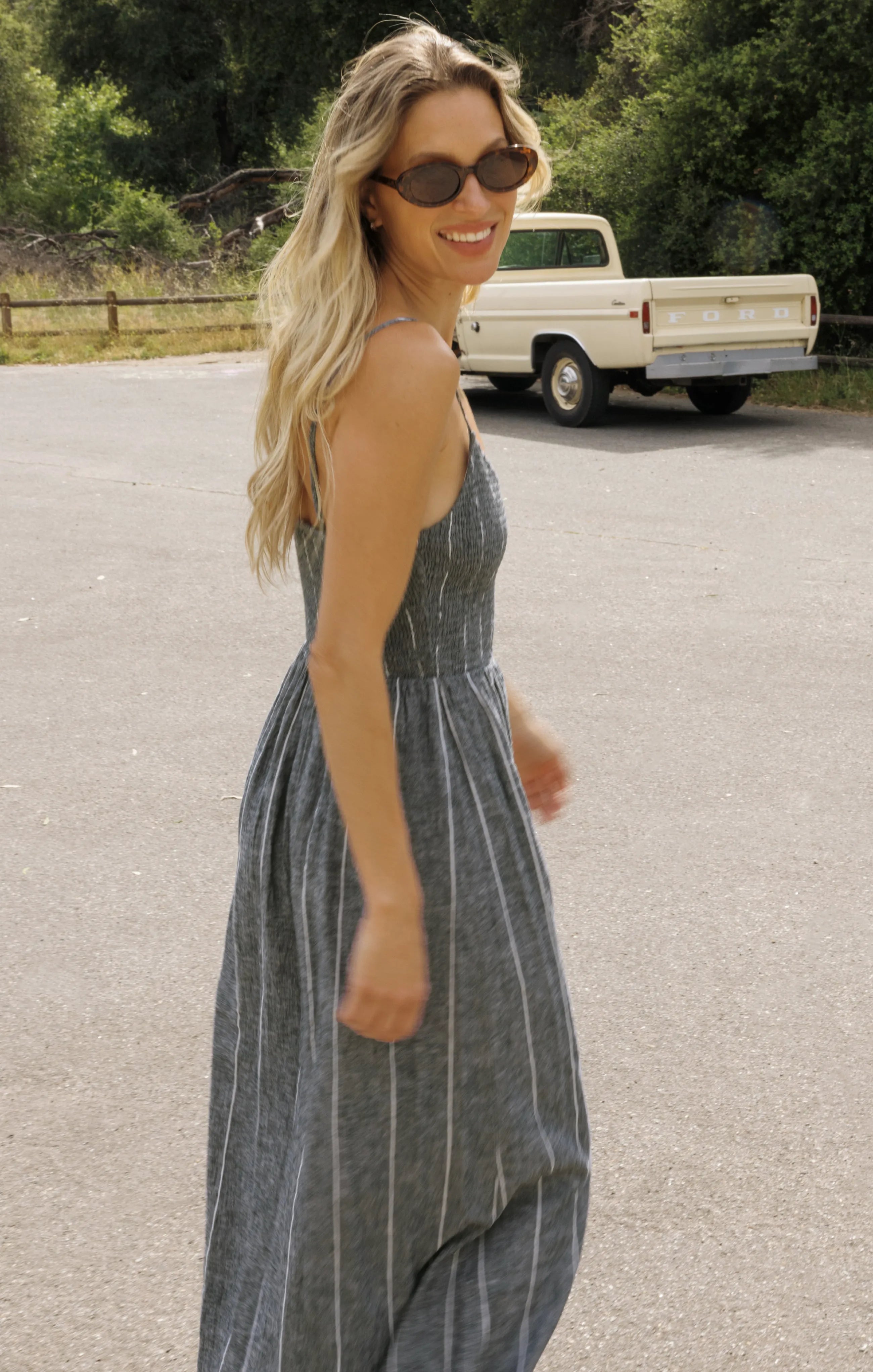 Romy Striped Linen Maxi Dress