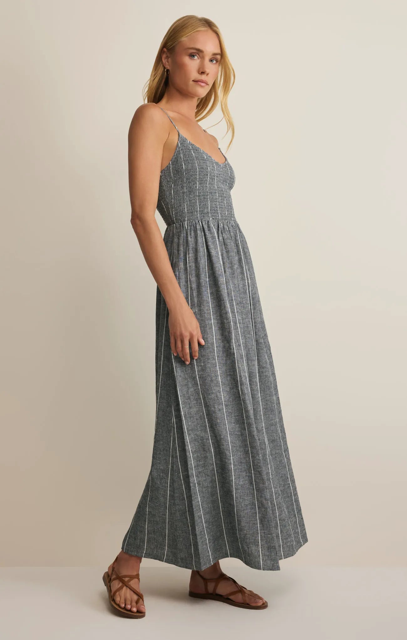 Romy Striped Linen Maxi Dress